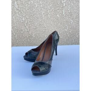 Nine West High Heels 3 Tone Faux Alligator Skin Open Toe 9.5